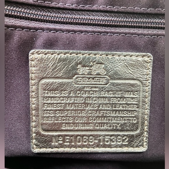 *COACH Metallic Bronze #15392 Studded Messenger Leather Bag - Picture 16 of 17